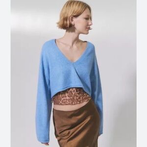 BDG Valeria Cropped Sweater in Light Blue